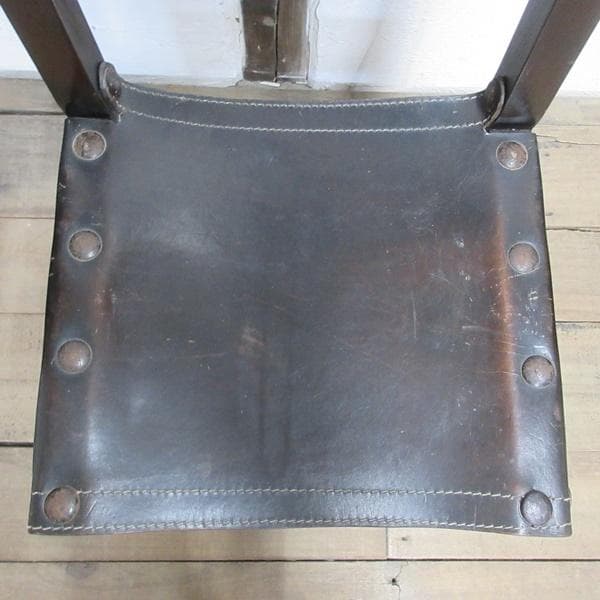 イギリス アンティーク 家具 ホールチェア リアルレザー 椅子 イス 4771d