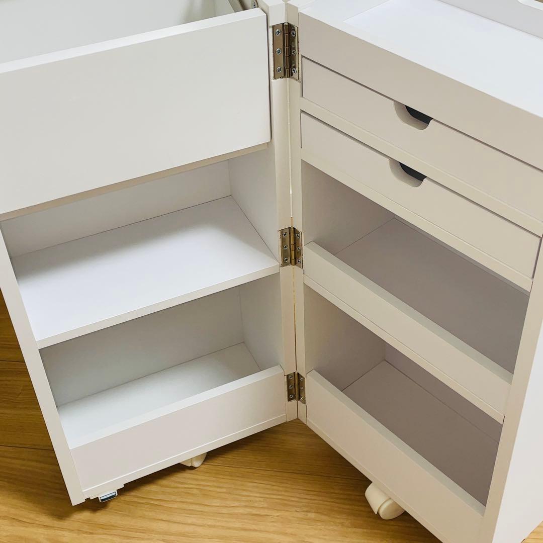 コスメワゴン キャスター付き 鏡台 メイク台 化粧台 メイクボックス ドレッサー