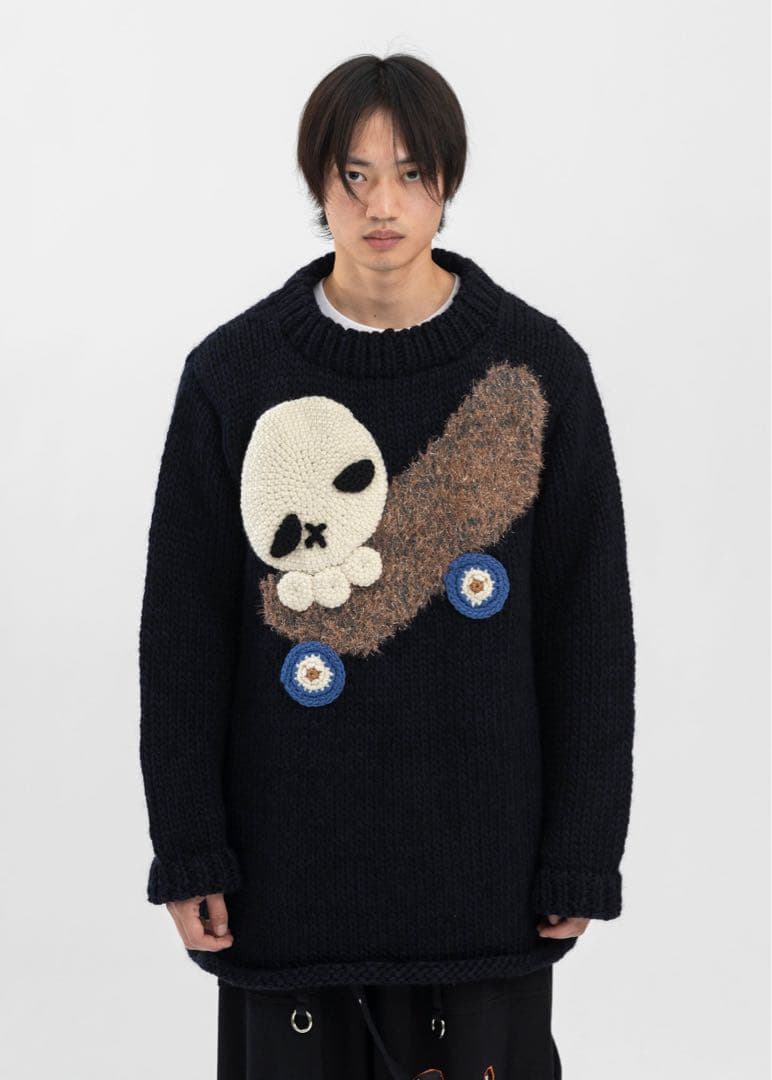 【KIDILL】スカルスケート　ニットセーター　ネイビー