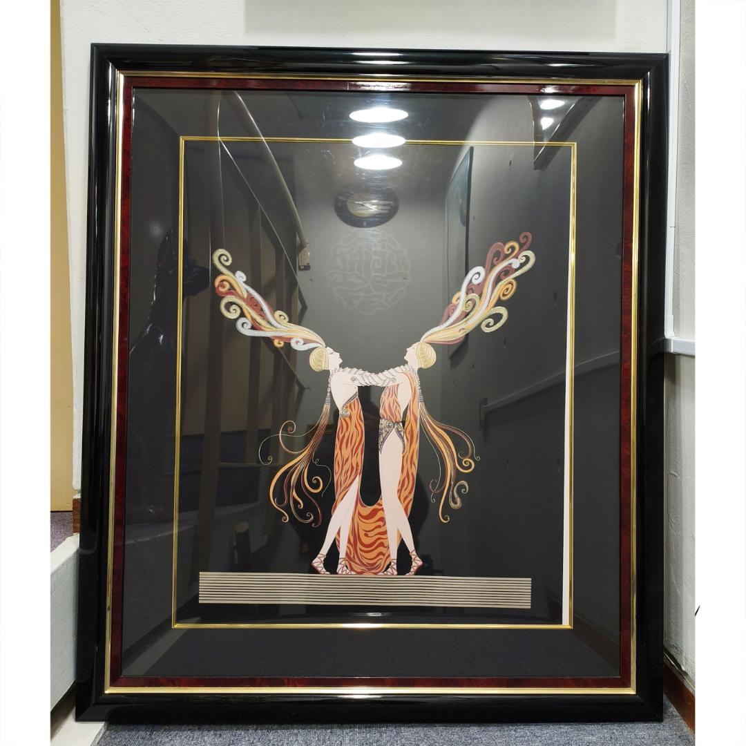 希少 erte エルテ \"Kiss of Fire\" 大判 ポスター 額縁入り
