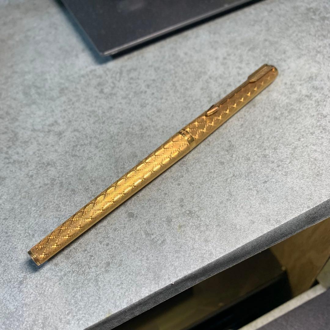 レア柄　Parker パーカー　180 万年筆　14K金メッキ　フランス製　廃盤