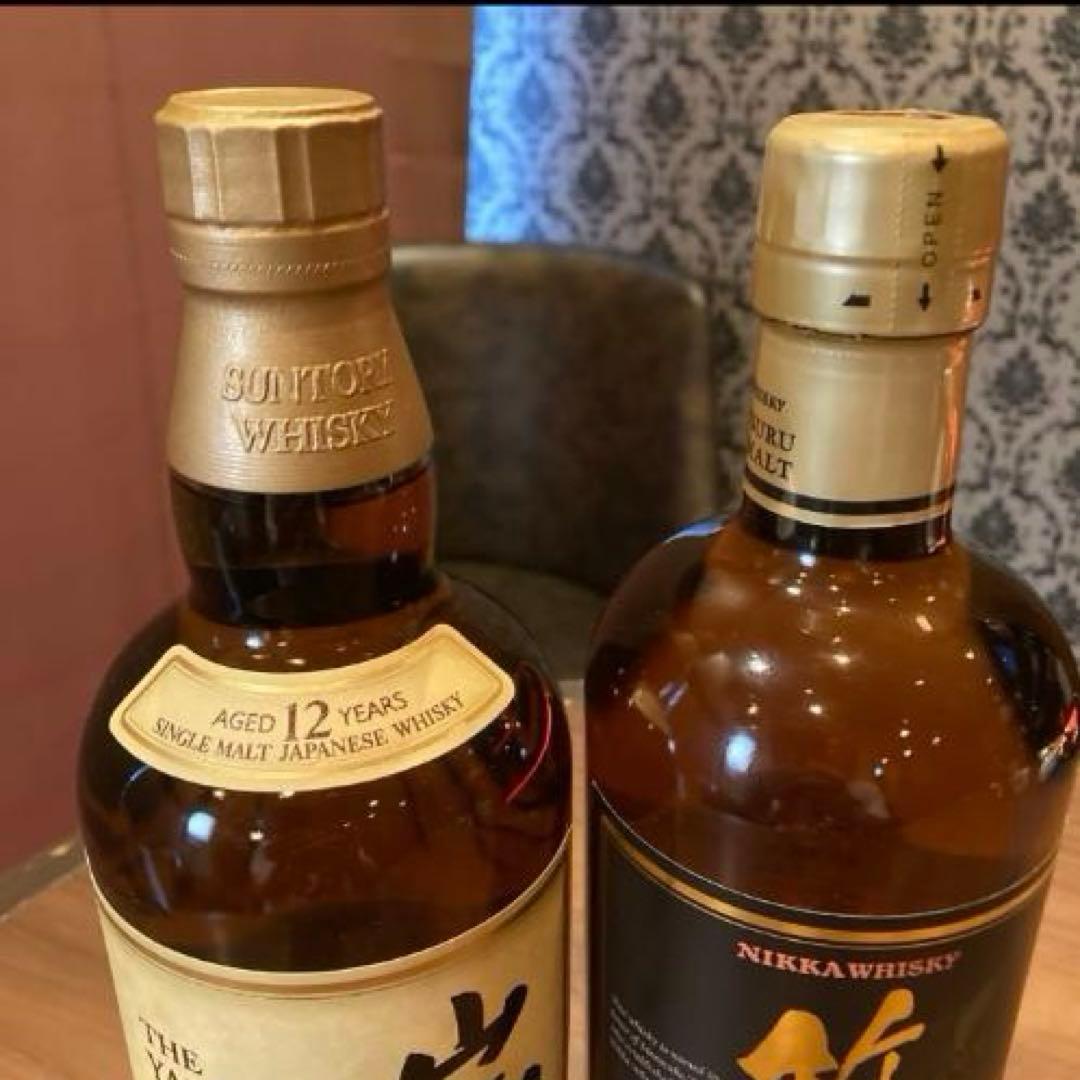 サントリー「山崎12年」ニッカ「竹鶴ピュアモルト」希少 ウィスキー 2本セット