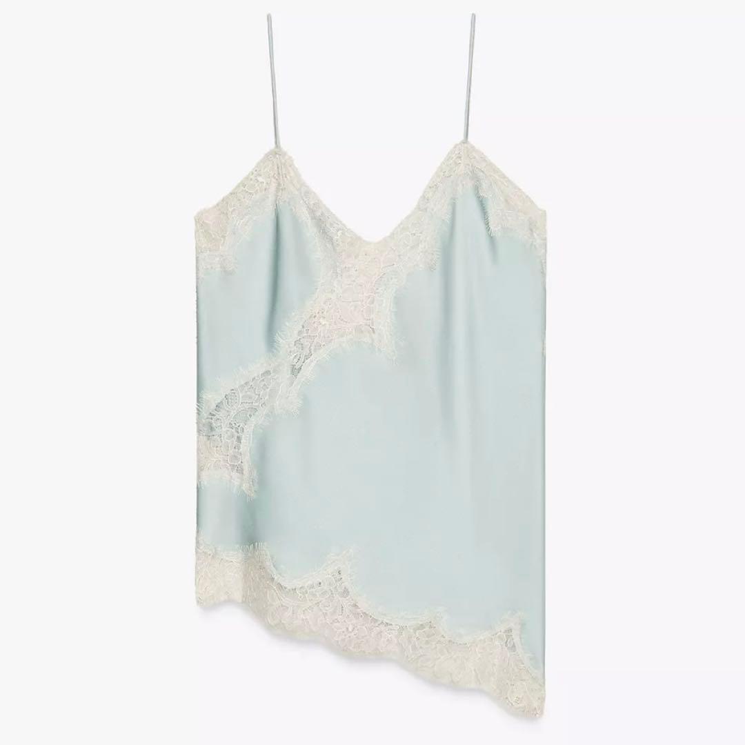 ZARA レーストリムキャミソール ライトブルー