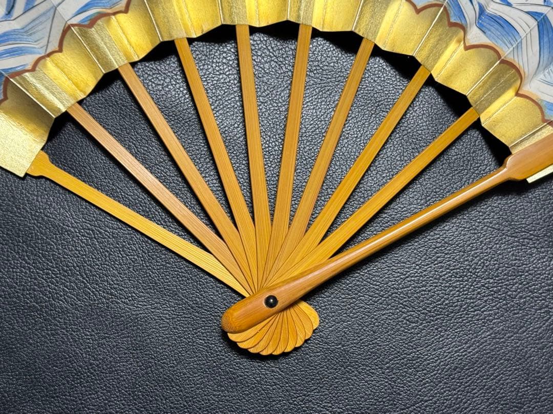 扇子　33cm 十松屋福井扇舗　翁扇　蓬莱山図　桐箱　仕舞扇　能楽　舞踊　着物