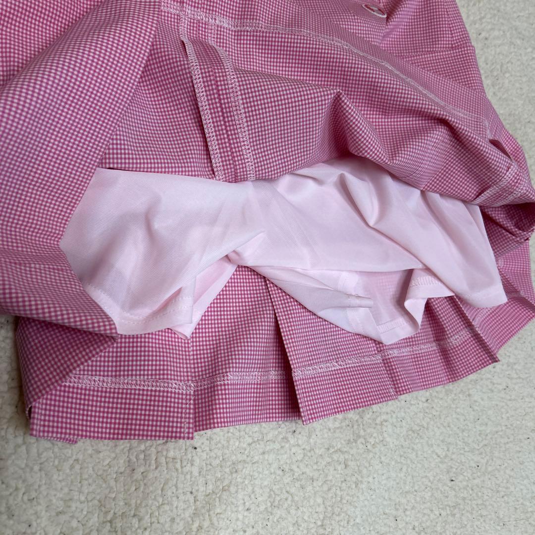 ピッコーネピンク チェック プリーツキュロットスカート レディース ゴルフ