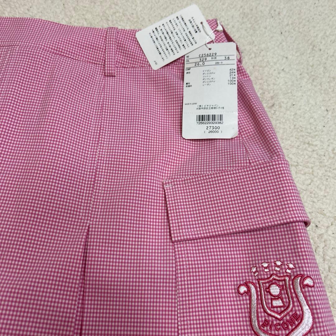 ピッコーネピンク チェック プリーツキュロットスカート レディース ゴルフ