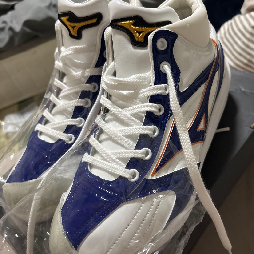 Mizuno ハイカット スパイク 白/青