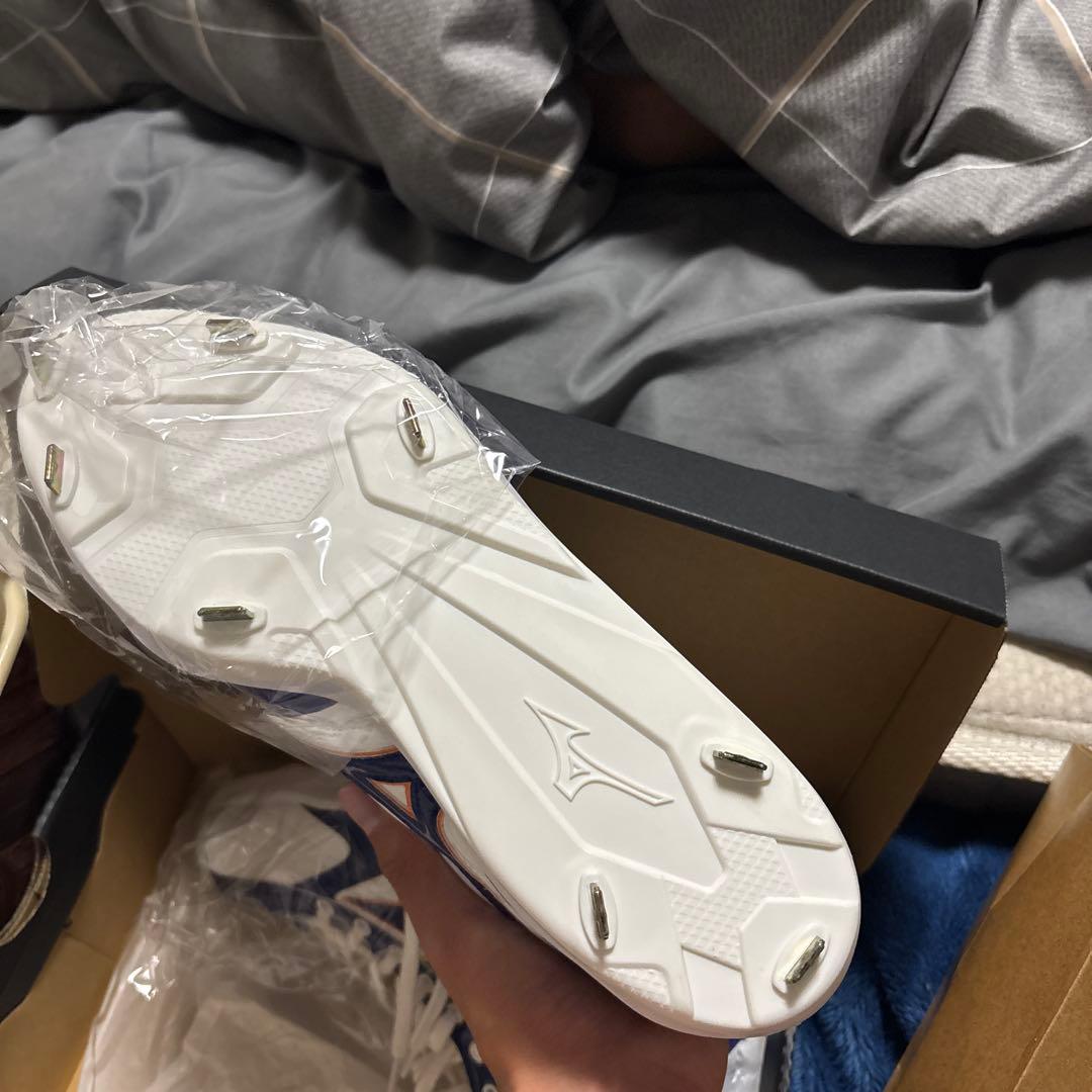 Mizuno ハイカット スパイク 白/青