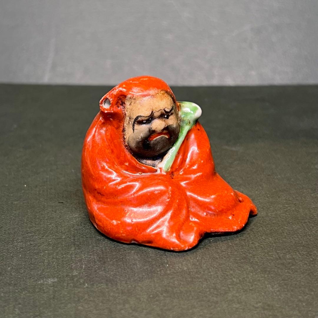 江戸後期〜明治期 古陶 達磨 水滴◎赤釉 だるま 書道具◎文房四宝◎古道具庵々