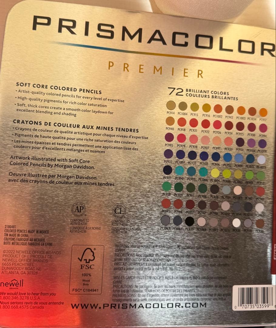 サンフォード プリズマカラー プレミア 色鉛筆 72色セット