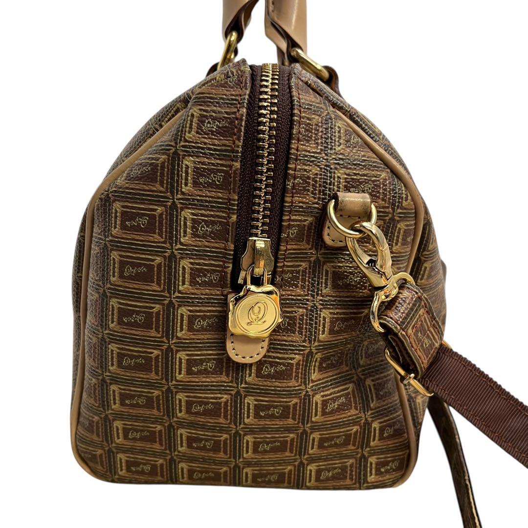 訳あり　Q-pot. ミニボストンバッグ チョコレート柄　ハンドバッグ　2way