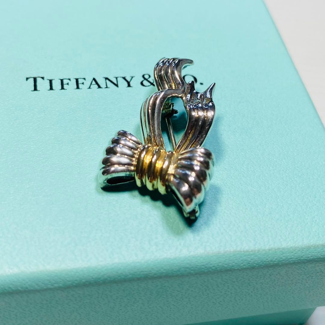 ティファニー　ビンテージリボンブローチ　STR 14K シルバー925 14K