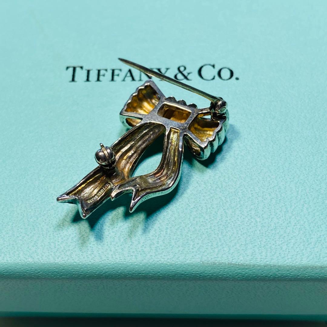 ティファニー　ビンテージリボンブローチ　STR 14K シルバー925 14K