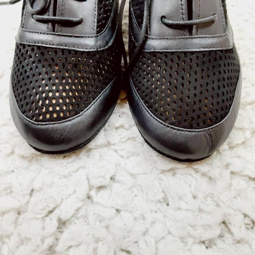 美品23.5㎝◎SUPADANCE 社交ダンスシューズ 黒 メッシュ 保存袋付き