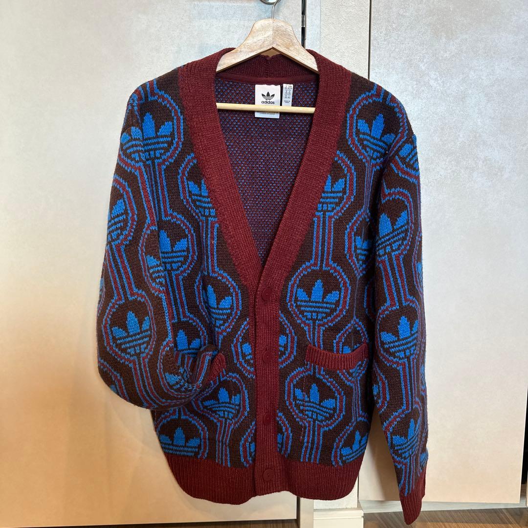 adidas カーディガン XS バーガンディ/ブルー