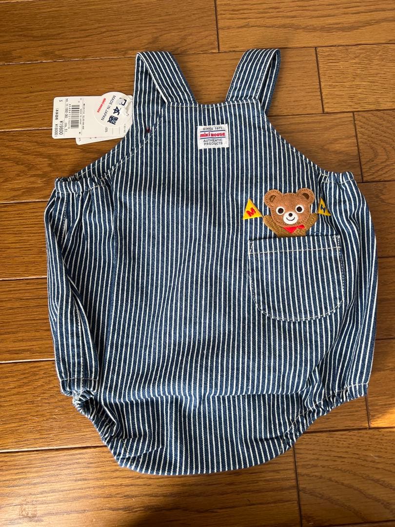 ミキハウス ストライプロンパース S (70-80)