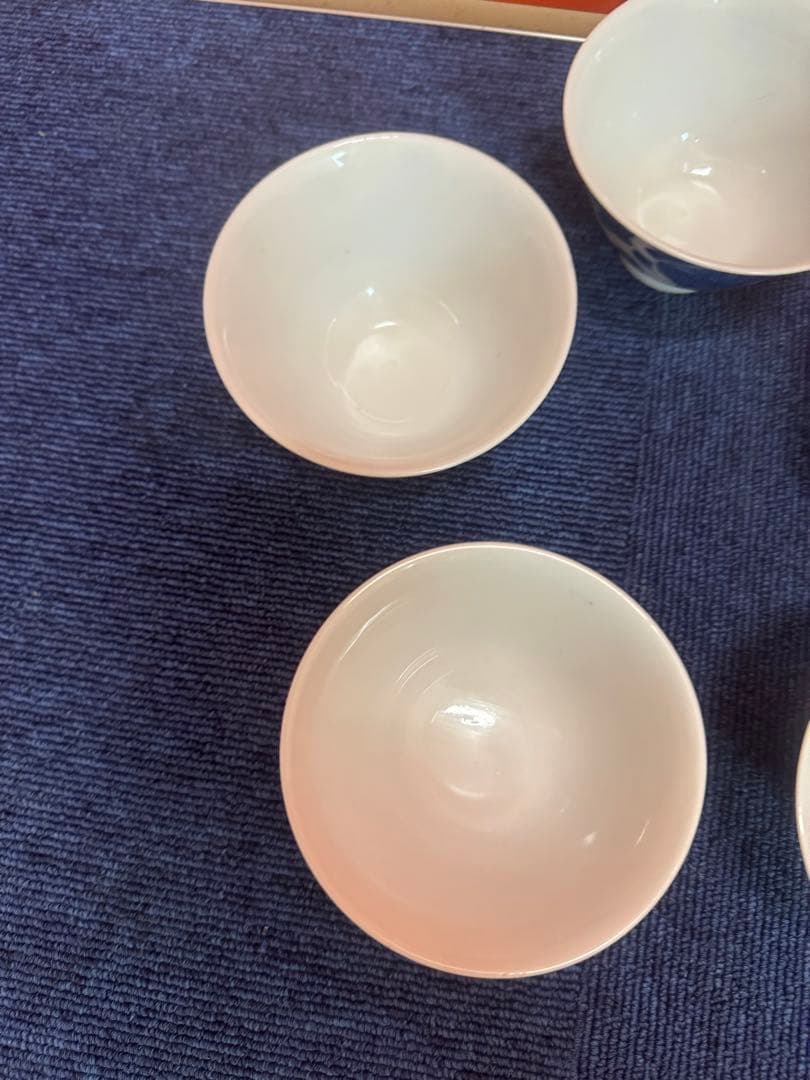 1859  古伊万里　染付青花　大明成化年製銘　湯呑5客　時代物