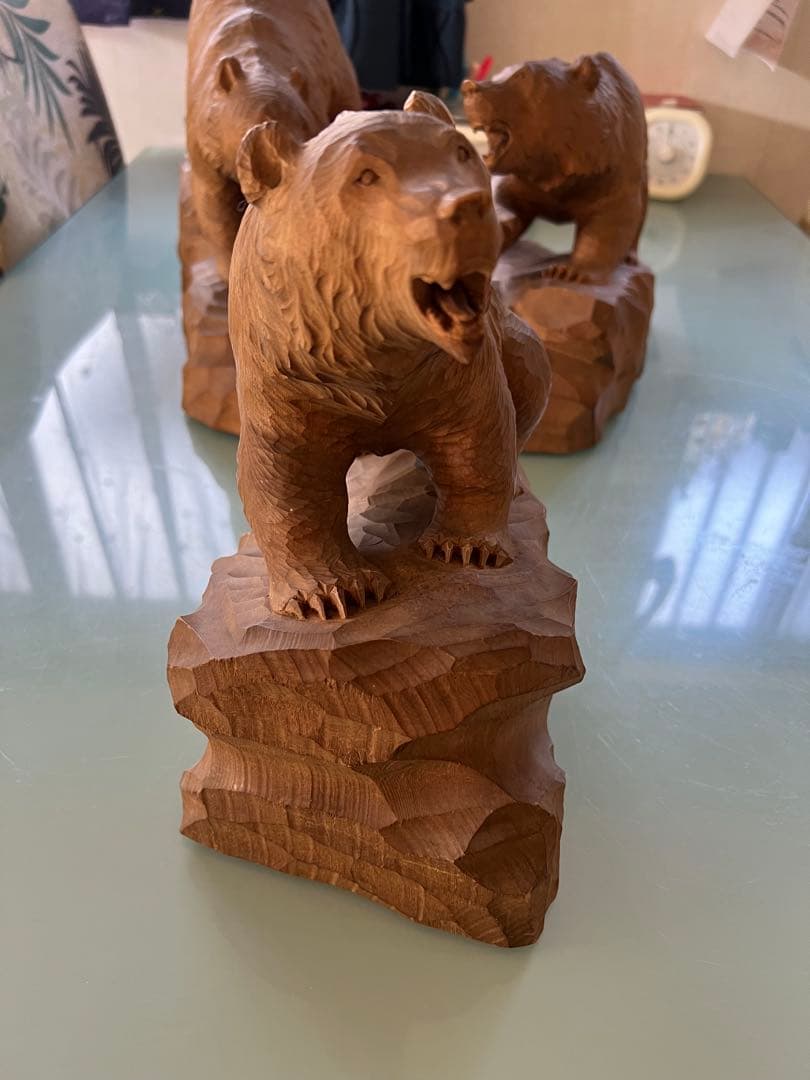木彫りクマの彫刻 3体セット