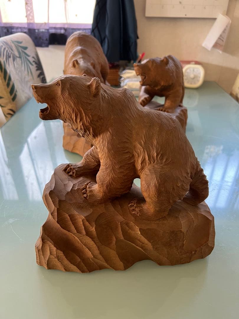 木彫りクマの彫刻 3体セット