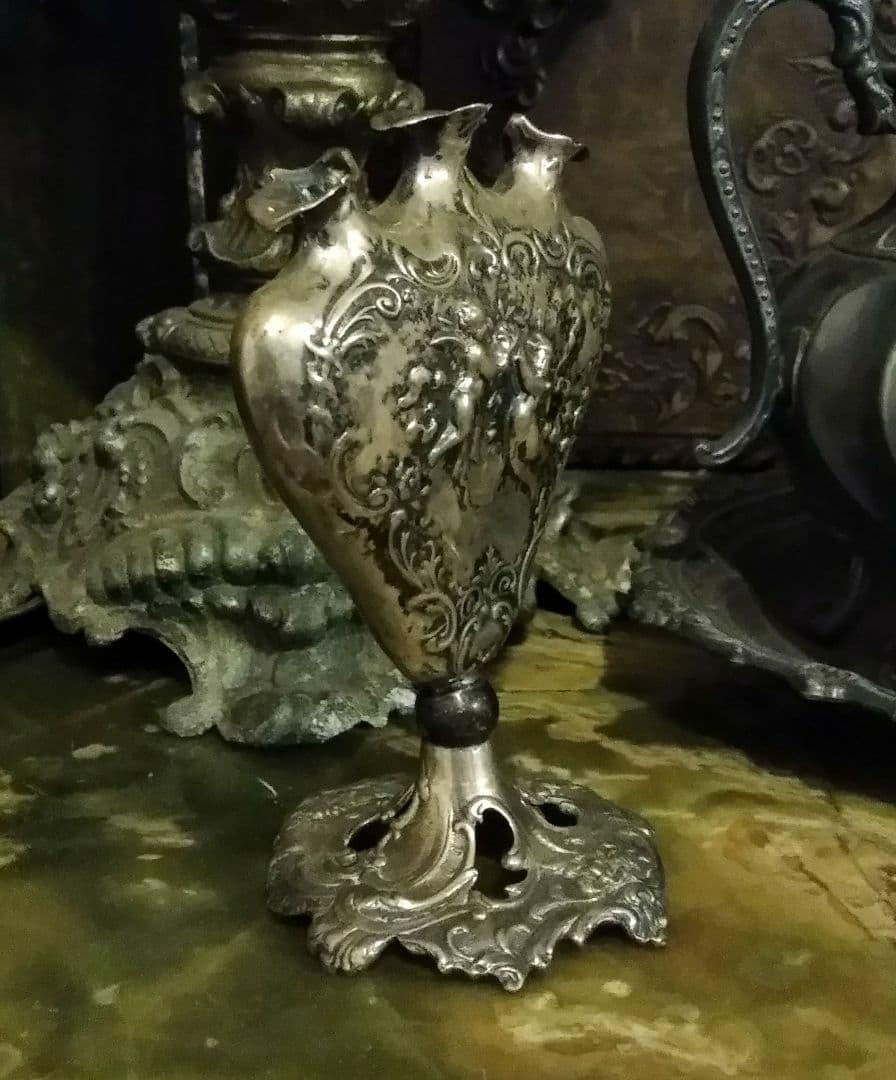 ロココ アンティーク シルバー アール・ヌーヴォー 花瓶 一輪挿し