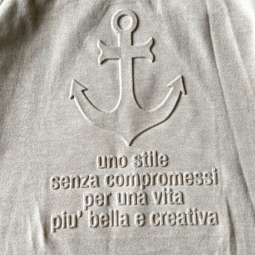 3260【美品】ムータマリン　クルーネックニット エンボスアンカー 薄手