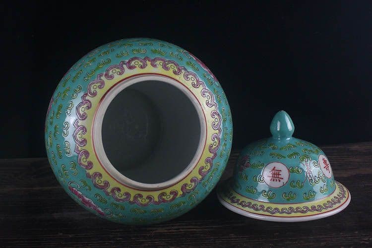 パステル万寿無彊将軍缶 景徳鎮 陶磁器 装飾品 現代工芸品 美術品 置物