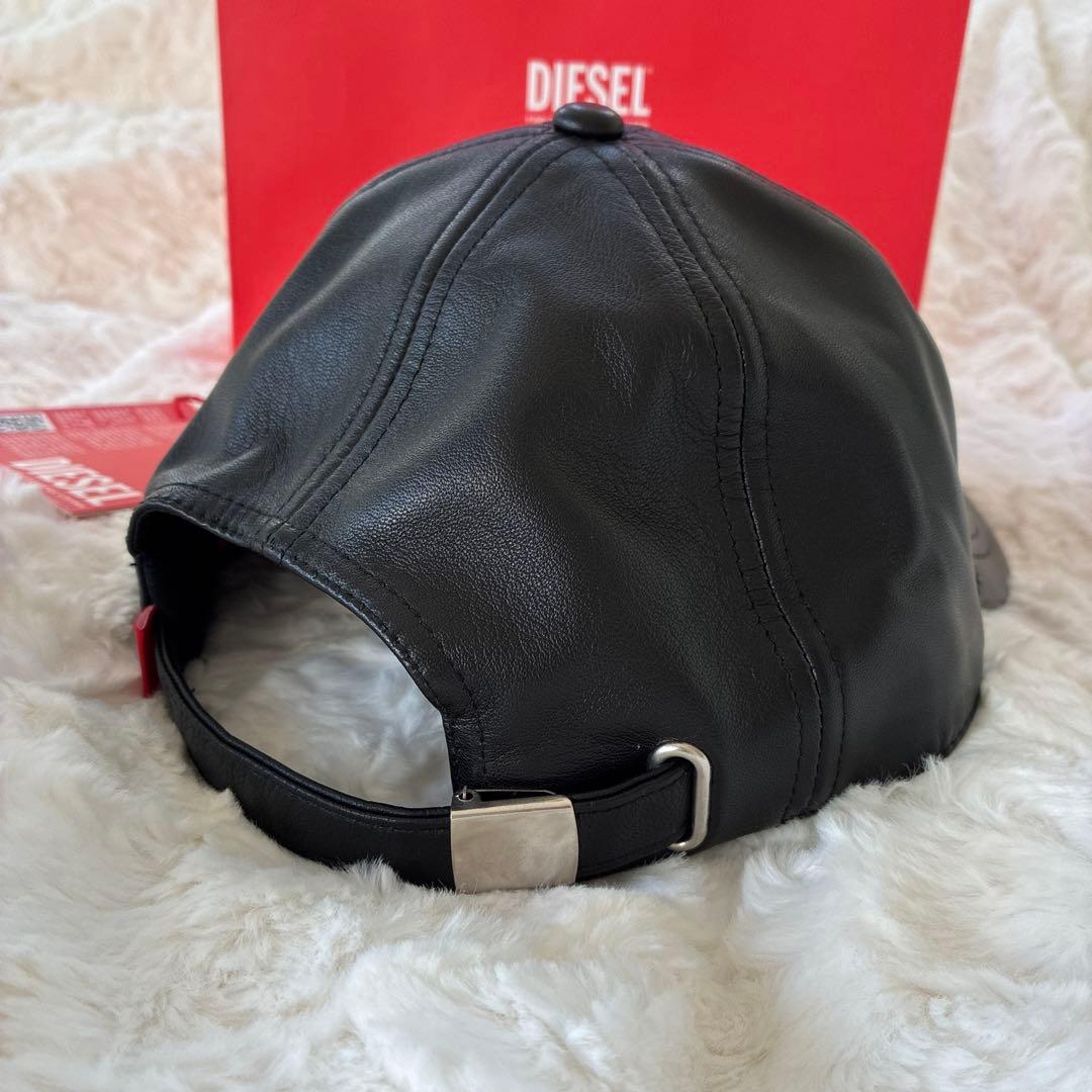 【新品未使用‼︎】DIESEL ブラック レザー ベースボールキャップ
