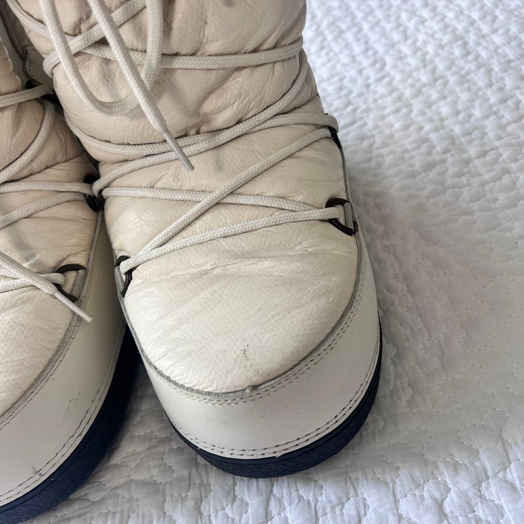 モンクレール スノーブーツ ナイロン ロングブーツ 40 ホワイト