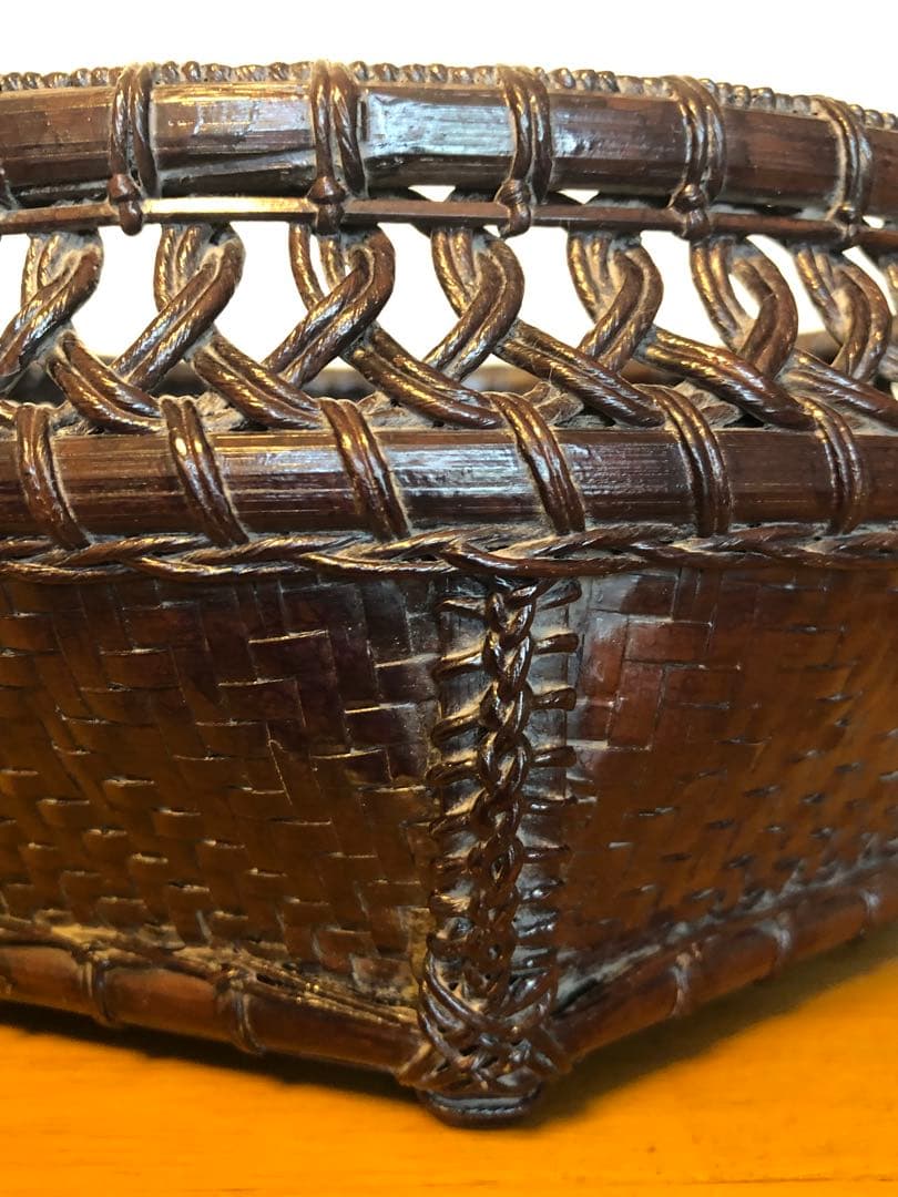 c-13 茶道具 透かし六角炭斗 炭籠 紙箱