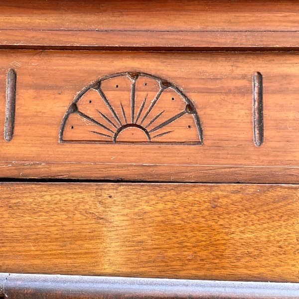 アンティーク　ミラー付きキャビネット　タンス　ワードローブ　大型　本棚