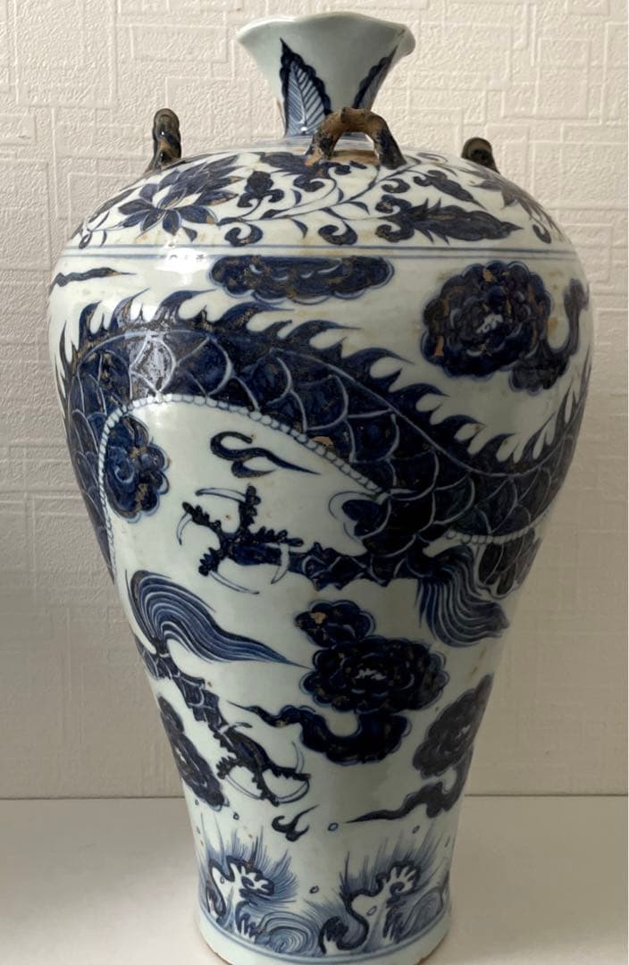 中国　明时代 青花 染付 雲龍紋 大壺 骨董古玩 陶芸古美術