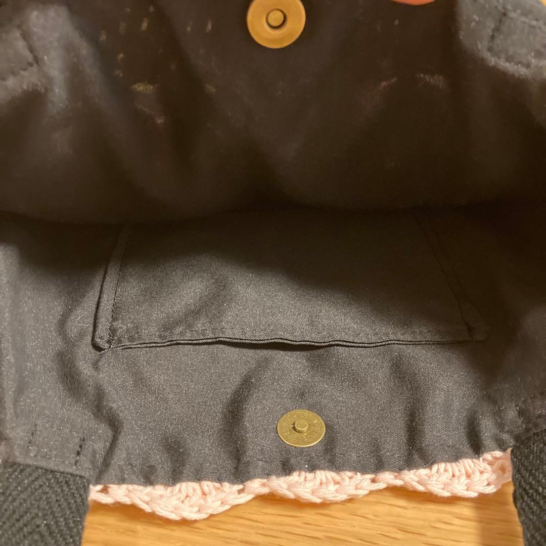 〈user_c7d7d101〉3点 黒 ピンクバラモチーフトートバッグ