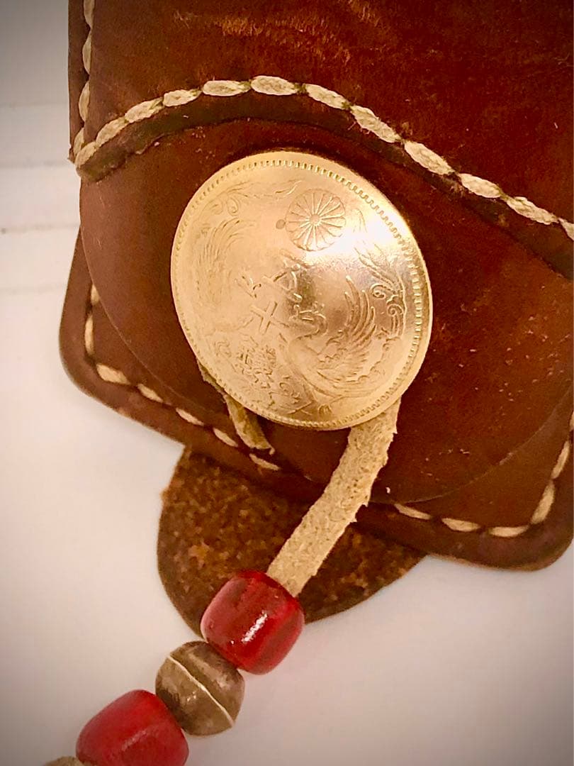 silverシルバー銀貨コンチョ＊レザー製zippo小物ケース