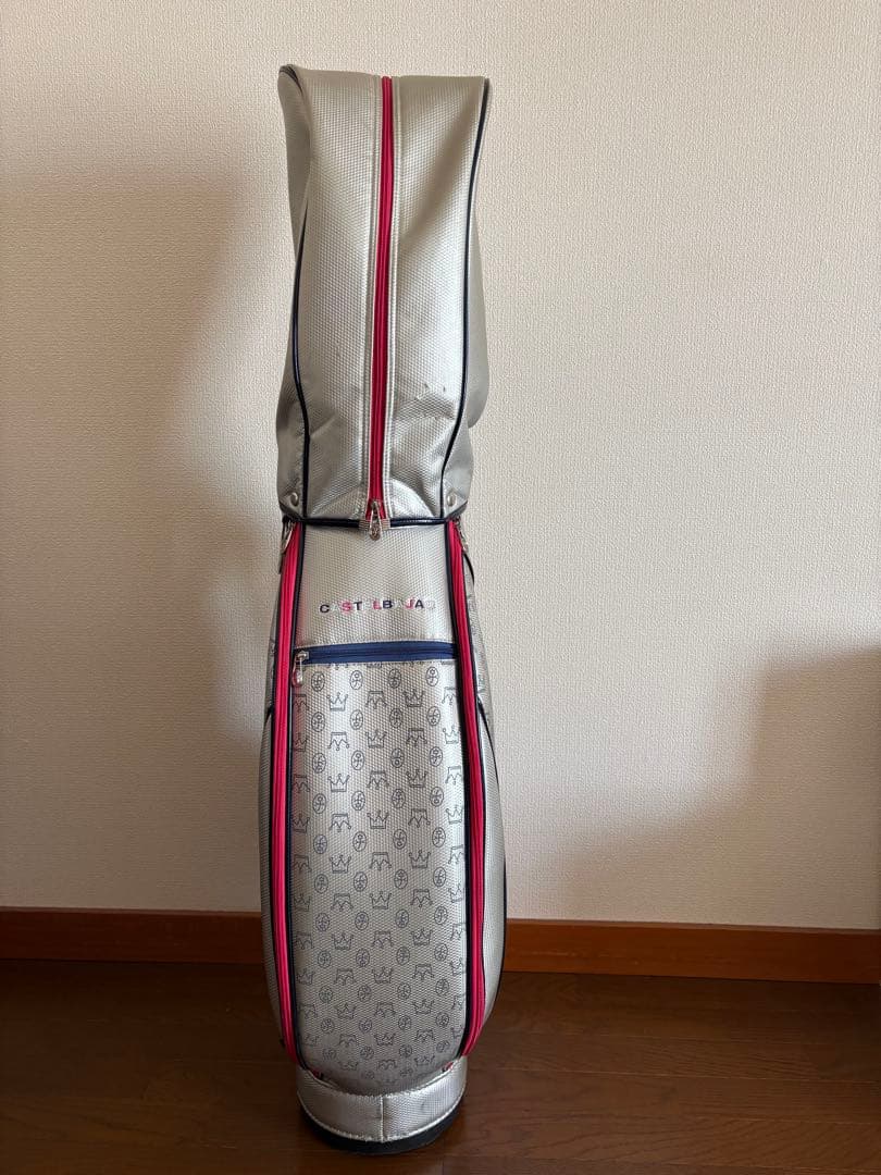 CASTELBAJAC キャディバッグ レディース　シルバー✖️ピンク刺繍