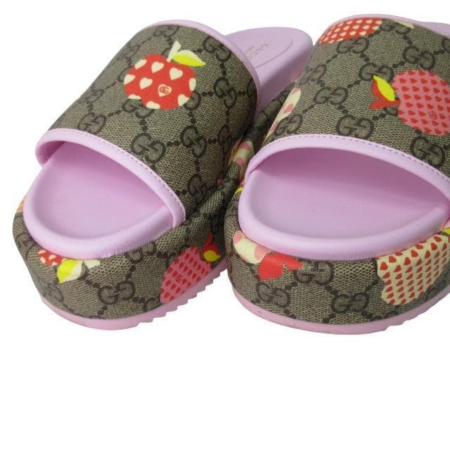 美品 GUCCI グッチ レ ポム プラットフォームサンダル ピンク 38