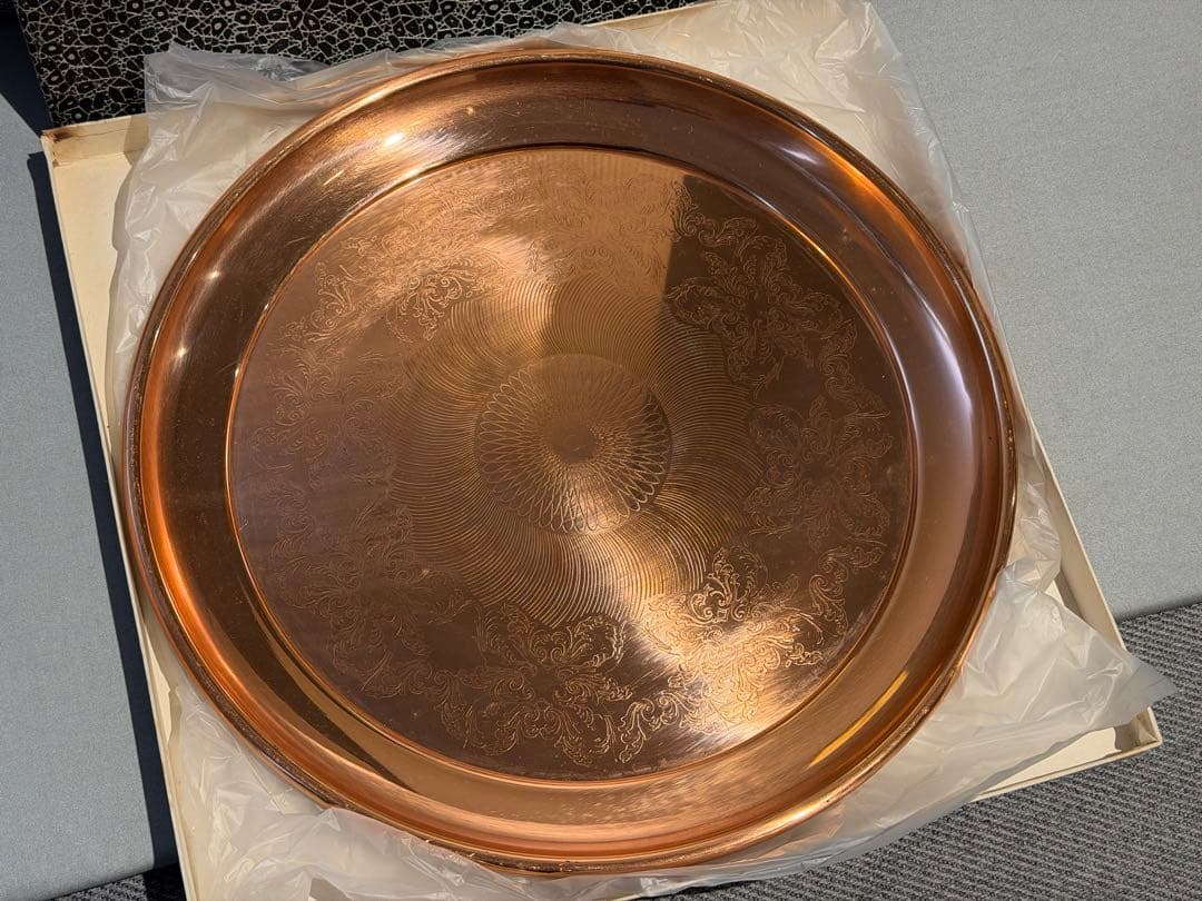 純銅製　丸盆 新品未使用