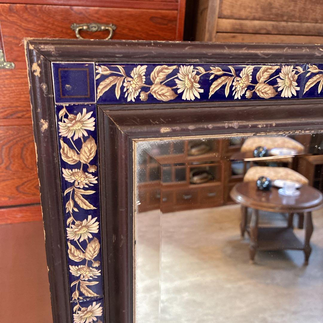 イタリア製　壁掛けミラー　木製