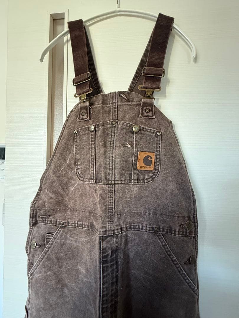 Carhartt ブラウンデニムオーバーオール34×32