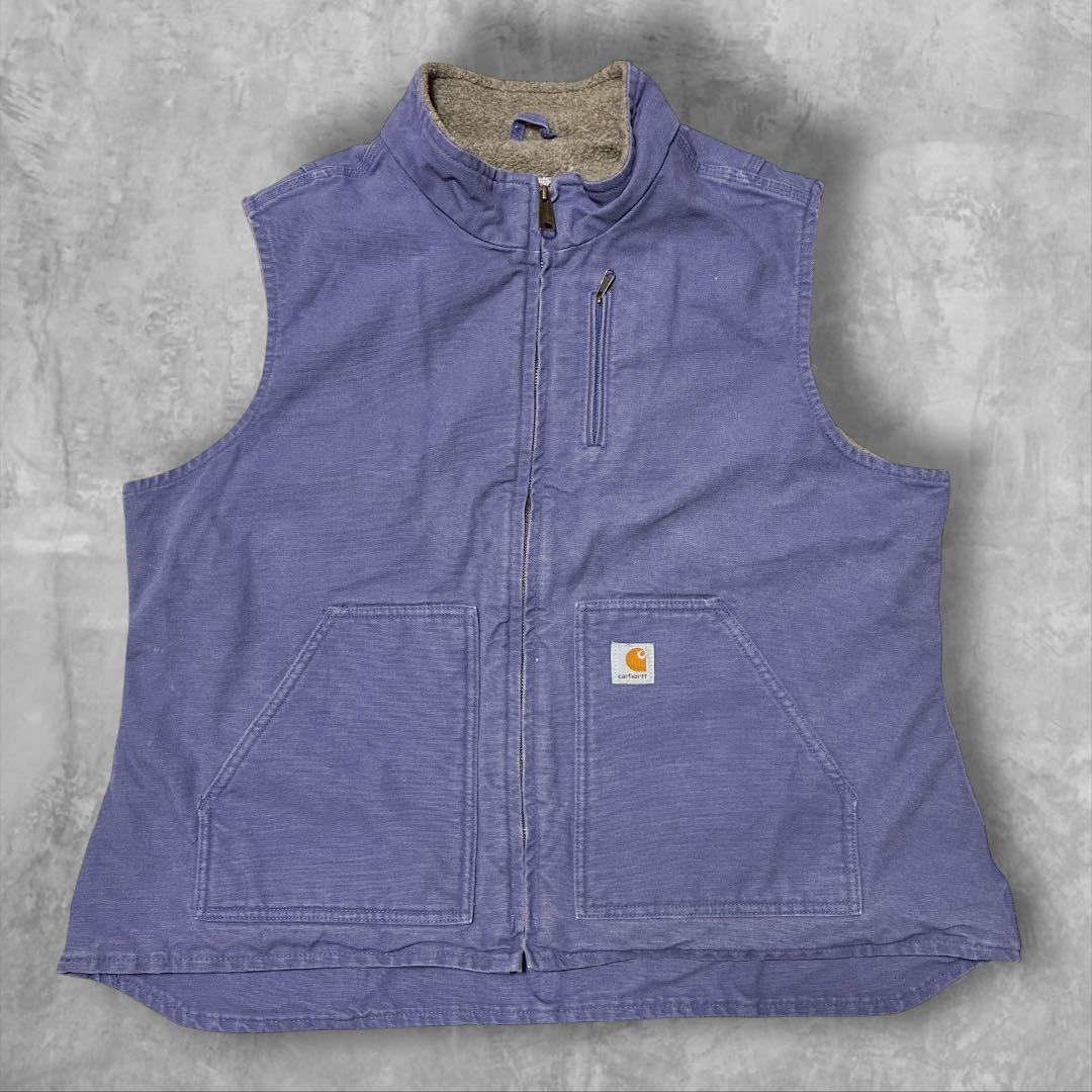 Carhartt 裏ボア ダックベスト くすみパープル メンズL相当 USA生地