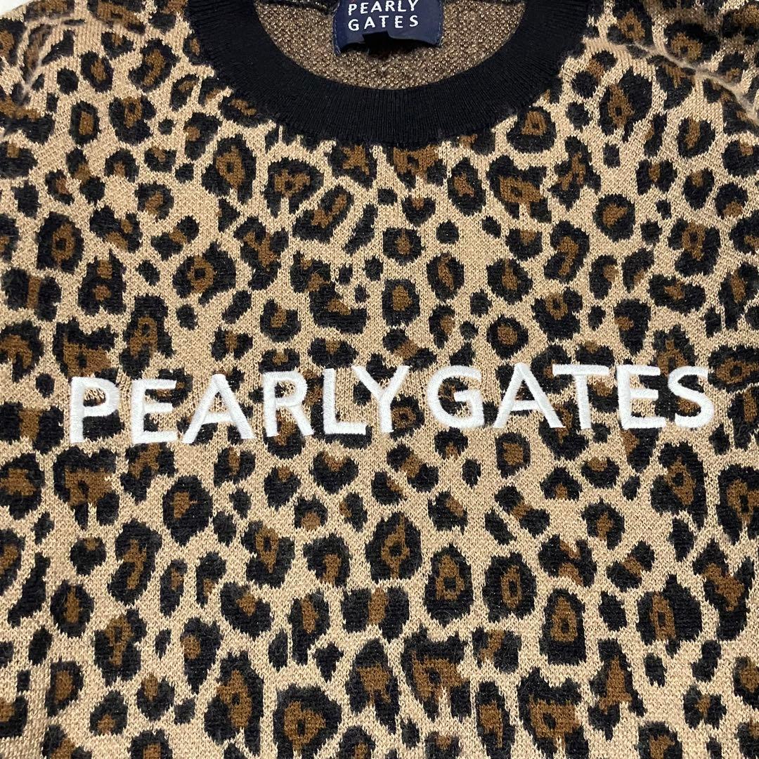 美品 パーリーゲイツ カシミヤ混 ニット レディース サイズ0 レオパード柄