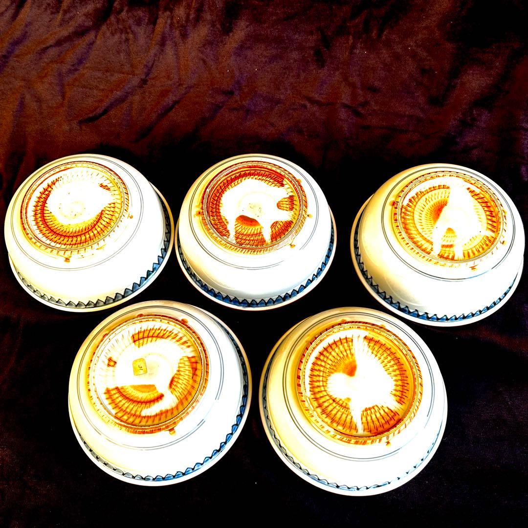 【未使用,美品】 清水焼き　鉢　小鉢 染付　アンティーク　5客揃い