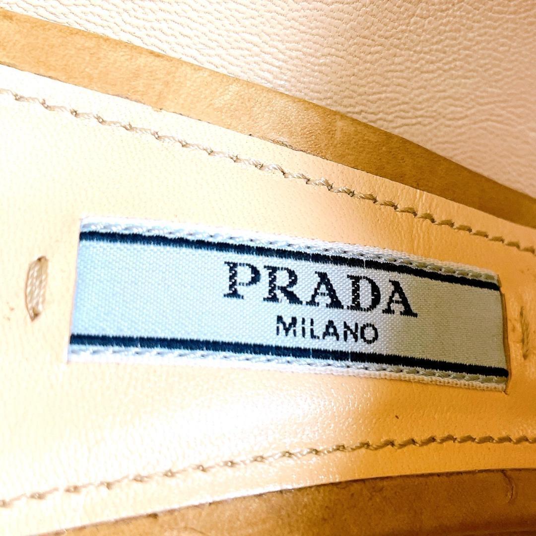 PRADA プラダ　ミュール　ハイヒール　タッセル　ピンクベージュ