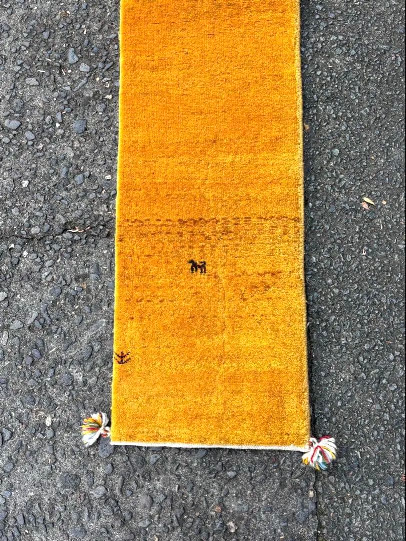 693 ヴィンテージ イラン製 ギャッベ ランナー 細長 動物模様 百貨店購入