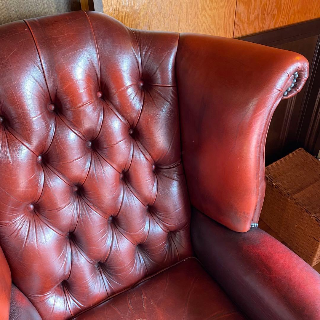 【お値下げ！】イギリス 本革 チェスターフィールド ソファ チェア