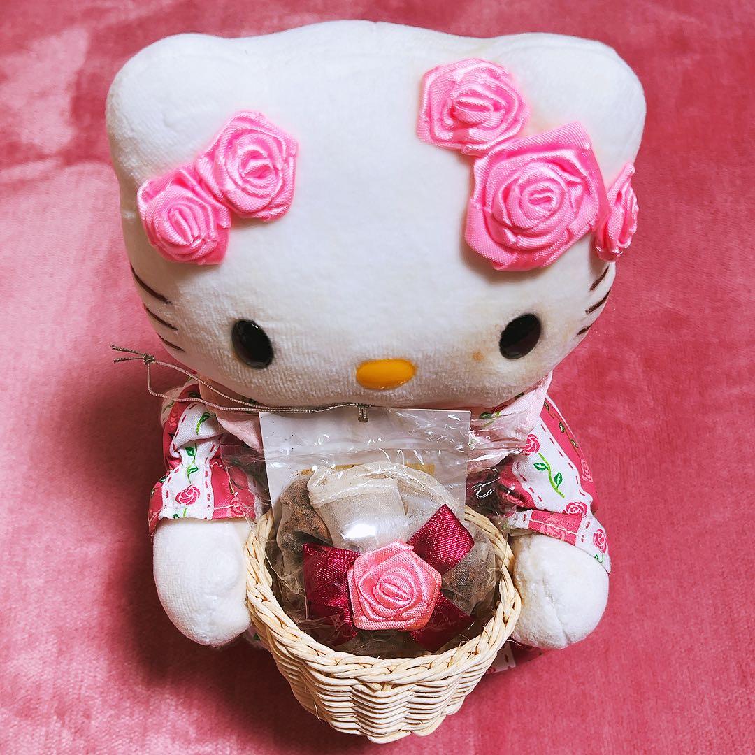 希少レア　ハローキティ　ぬいぐるみ　バラ　2000年製 平成レトロ　サンリオ