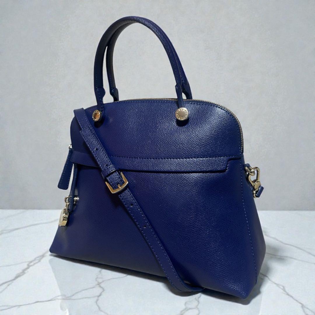 【極美品】 FURLA フルラ　パイパー　2wayバッグ ブルーレザー