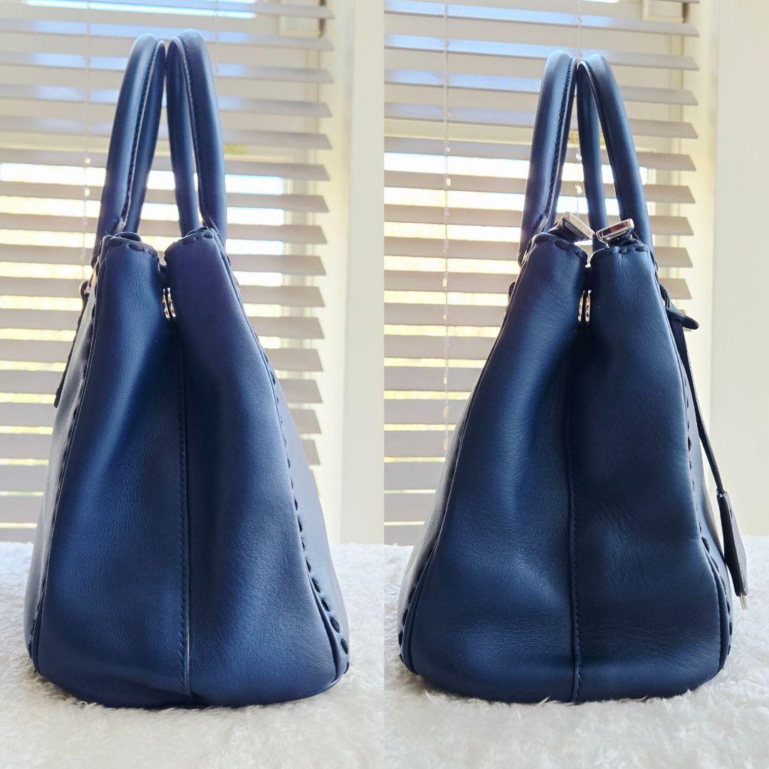 ⭐PRADA⭐ プラダ ガレリア ハンドバッグ ネイビー レザー クロシェット