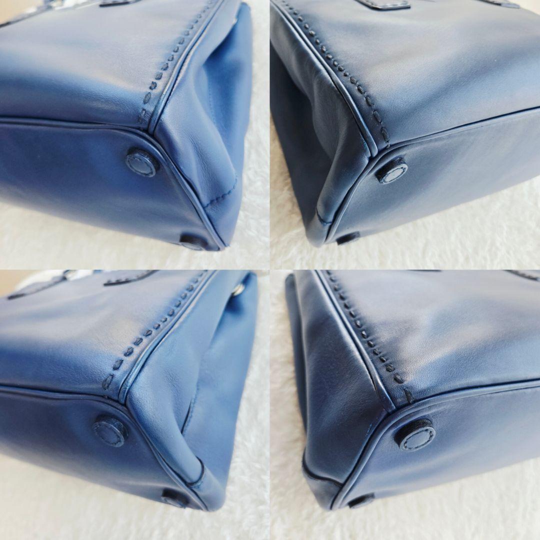 ⭐PRADA⭐ プラダ ガレリア ハンドバッグ ネイビー レザー クロシェット