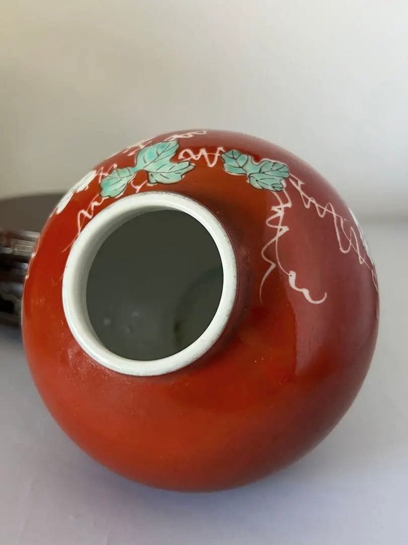 古美術　紅釉壺　西き-77