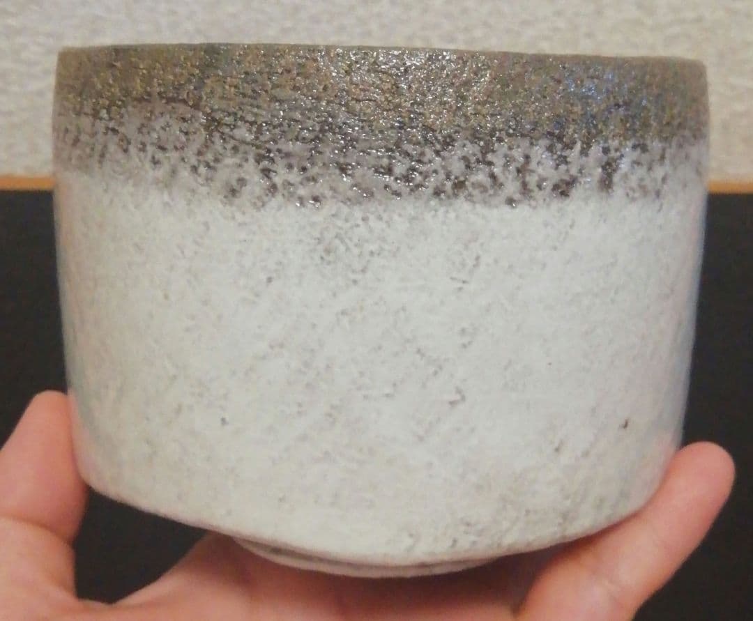 佐々木昭楽作　光悦　冠雪写し　白楽茶碗　共箱　共布　茶道具